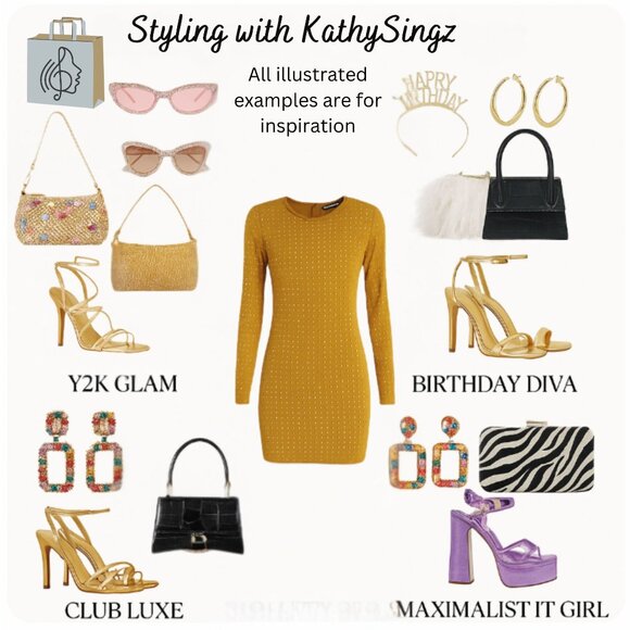 PrettyLittleThing Naomi Campbell Chartreuse Yellow Embellished Dress Size 6 Y2K - Picture 4 of 11